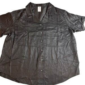 Member's Mark Black 100% Lyocell Tencel Camp Shirt Button Front Womens Large NWT